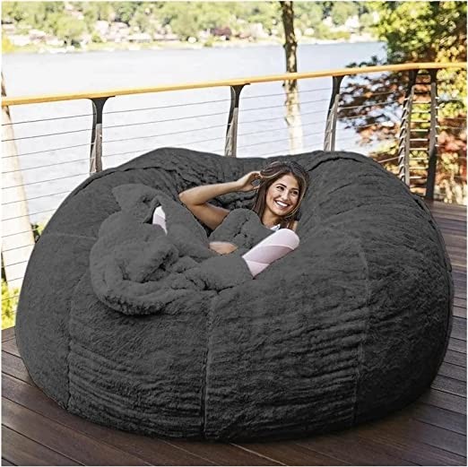 Adult Living Room Furniture Giant Fur Bean Bag Chair Large Round Soft Fluffy Faux Fur Bean Bag Lazy Sofa Bed Cover (it's just a pillowcase, not a full bean bag) Faux Fur Bean Bag Lazy Sofa Bed Cover G